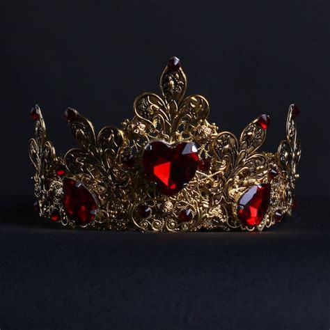 Queen Of Hearts Crown Adult Red Queen Crown Headpiece Etsy