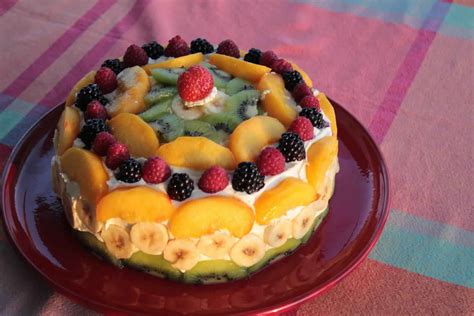 Voici une déclieuse recette du Gâteau danniversaire aux fruits cette