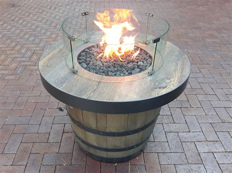 Whiskey Wine Barrel Concrete Fire Pit Bronze Timber Etsy