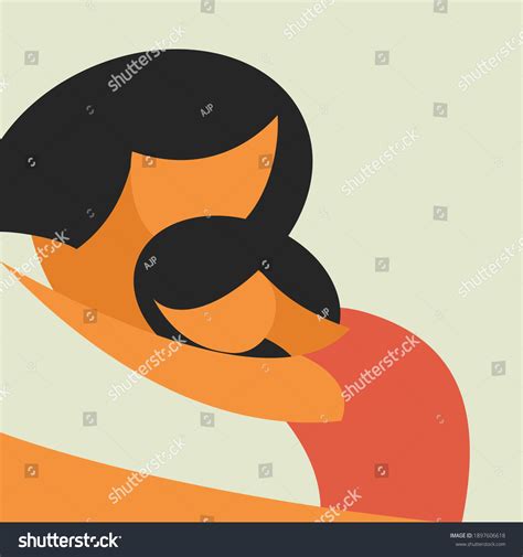 Mother Daughter Hugging Together Stock Vector Royalty Free 1897606618 Shutterstock