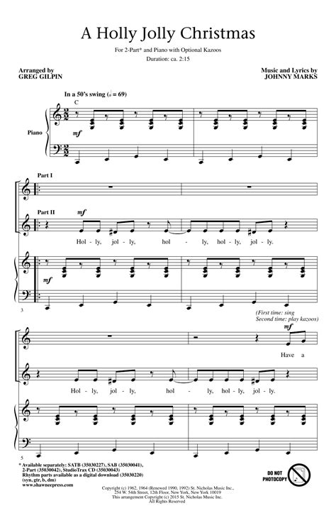 A Holly Jolly Christmas Sheet Music Direct