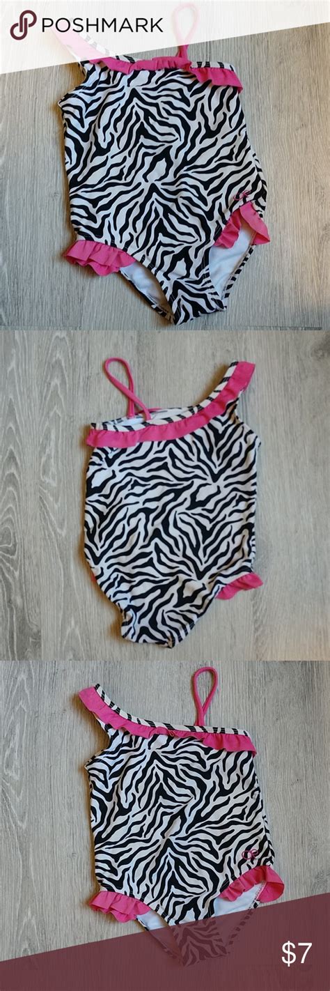 Girls 3t Op Bathing Suit Zebra Print One Shoulder Bathing Suits