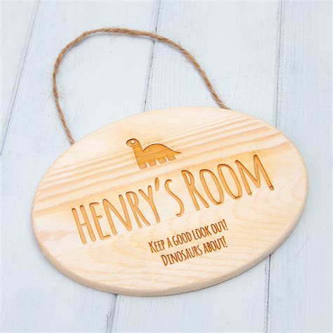 The restroom door sign is designed on location in pattern shop and cast in the foundry. Dinosaur Personalised Childrens Bedroom Door Signs By ...
