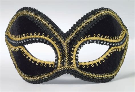 Black Masquerade Half Mask With Gold Trim Screamers Costumes