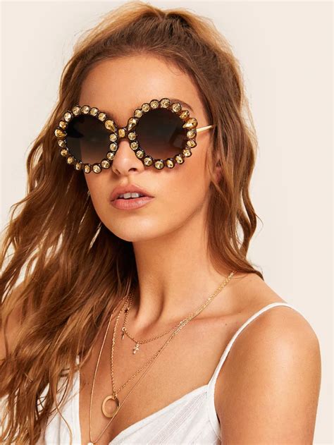 Rhinestone Decor Round Frame Sunglasses Sunglasses Sunglassesfashion Roundsunglasses Latest