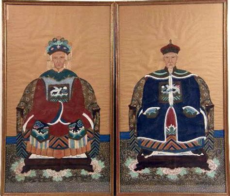 A Pair Of Chinese Silk Painted Ancestor Portraits