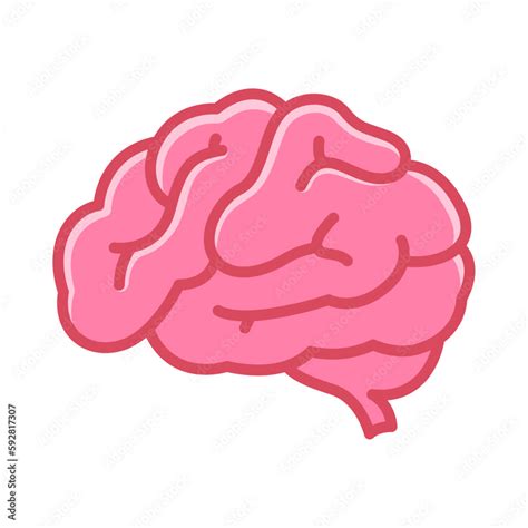 Human Brain Simple Icon Cartoon Style Brain Side Drawing Stock Vector