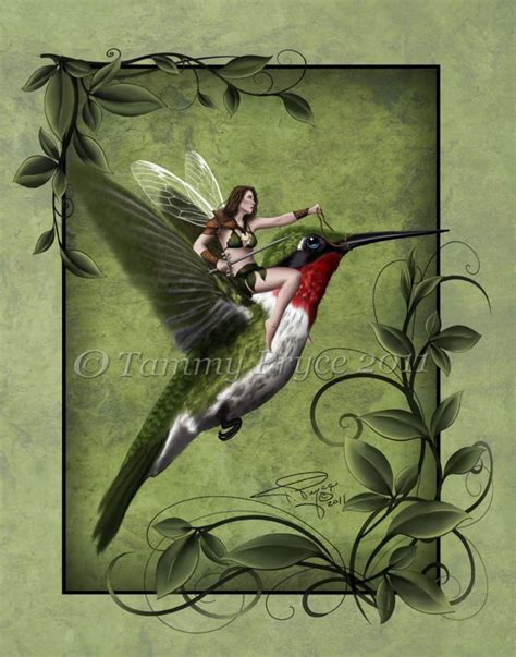 Fairy Riding Humming Bird 11x14 Fantasy Fine Art Print Etsy