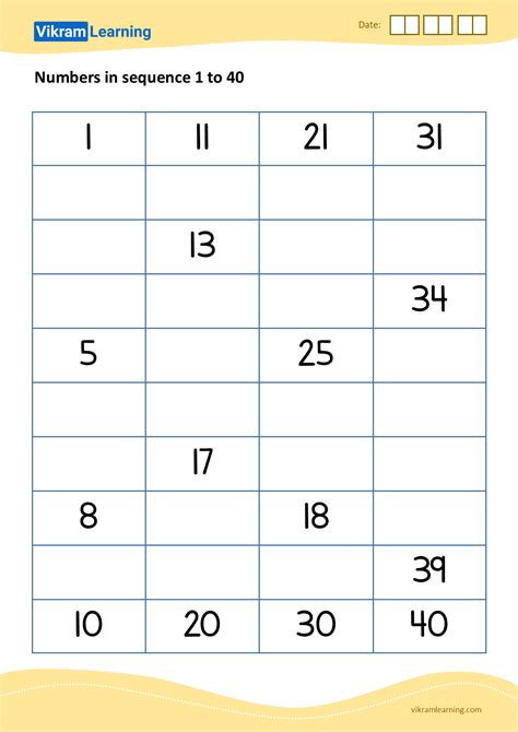 Example Numbers To 40 Worksheet 1 Counting To 40