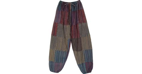 Arabian Nights Striped Patchwork Harem Pants Multicoloured Split