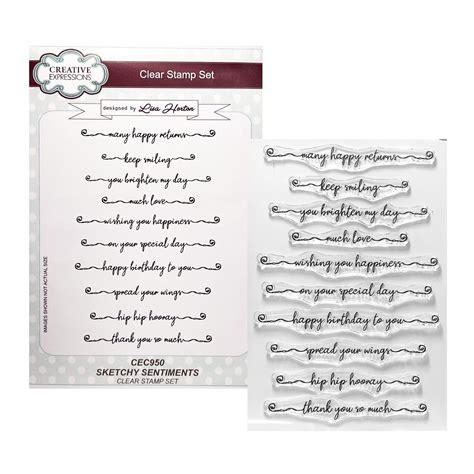 Sketchy Sentiments Words Stamp Set Creative Expressions Cling Etsy In