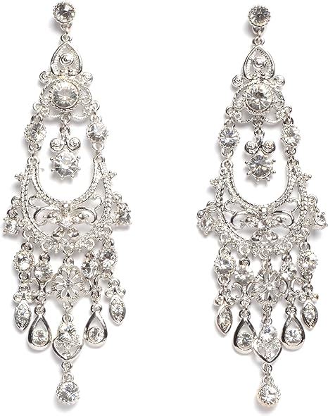 Nyk Beautiful Antique Silver Crystal Chandelier Earrings Amazon Co Uk