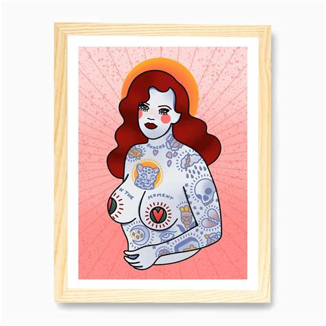 Redhead Curvy Tattooed Pin Up Girl Art Print By Lola Blackheart Fy