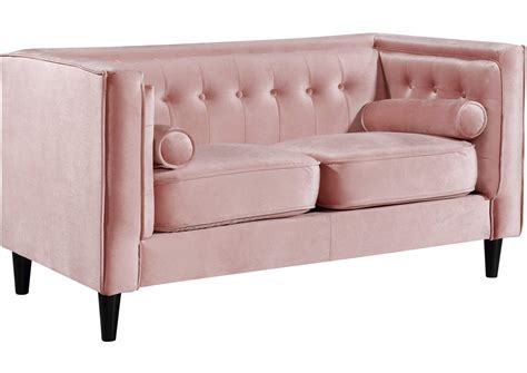 Taylor Pink Velvet Loveseat Best Buy Furniture And Mattress
