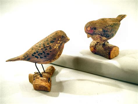Painted Carved Wooden Birds American Antiques