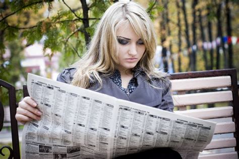 Woman Reading The Morning Newspaper Editorial Stock Image Image Of