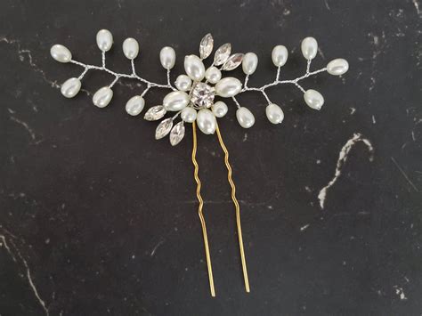 Bridal Hair Pins Crystal And Pearl Flower Hair Pins Hair Etsy