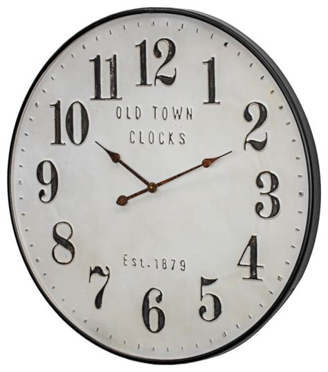 Old Town Clocks Vintage Oversized Metal Wall Clock 31 Industrial