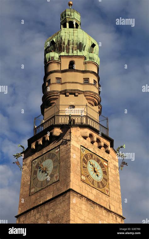 Austria Tyrol Innsbruck City Tower Stadtturm Stock Photo Alamy