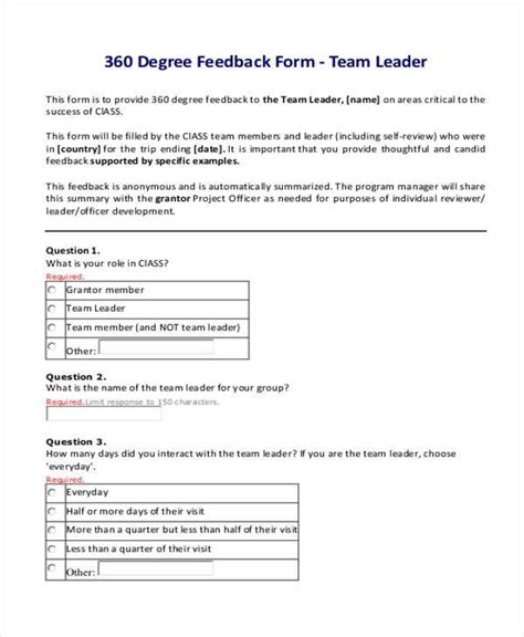 sample  degree feedback forms   ms word