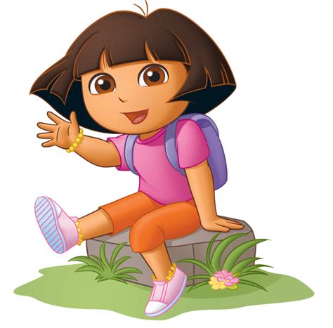 Check Out This Transparent Dora The Explorer Sitting On A Rock Png Image