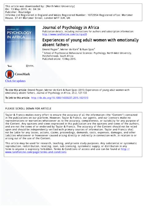 Pdf Experiences Of Young Adult Women With Emotionally