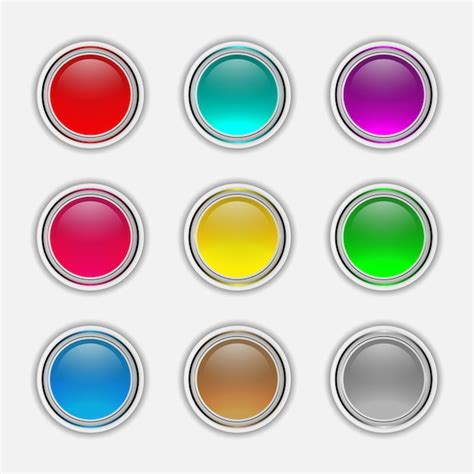 Premium Vector Collection Of Premium Round Buttons With Glowing Colors