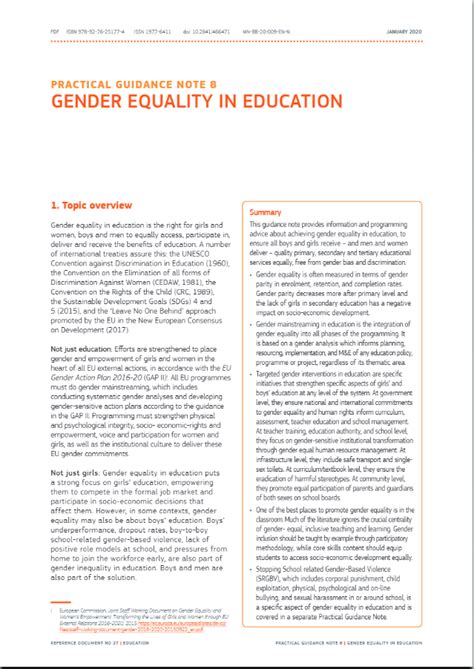 Practical Guidance Note 8 Gender Equality In Education Cde Almería