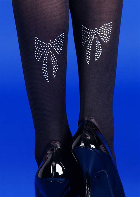 Silky Scarlet Glitter Bow Opaque Tights