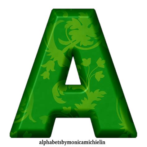 Monica Michielin Alfabetos Green Ornaments Texture Alphabet Png