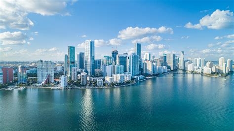 Brickell Key Cityscape By Air In Miami Stock Photo Download Image Now