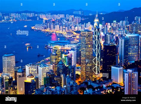 Hong Kong City Night View At Peak Stock Photo Alamy