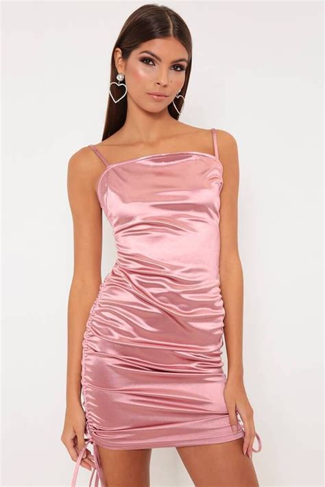 rose ruched side detail satin mini dress view main view mini dress dresses pretty dresses