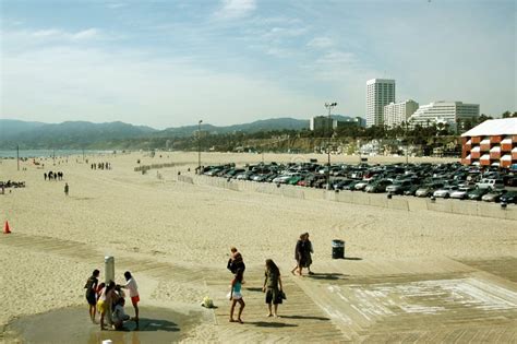 Parking Lot At Santa Monica Pier On A Busy Day Los Angeles Usa