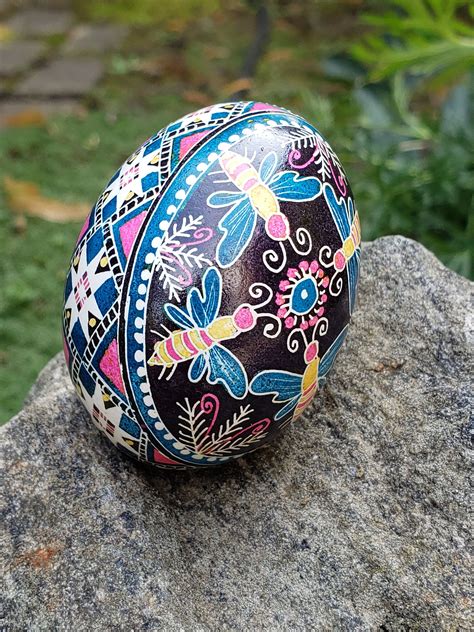 Pysanky Eggs Bumblebee Easter Egg Ukrainian Hand Painted Decorative
