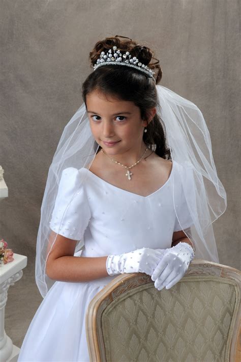 First Communion Crystal Crown Tiara With Attached Veil
