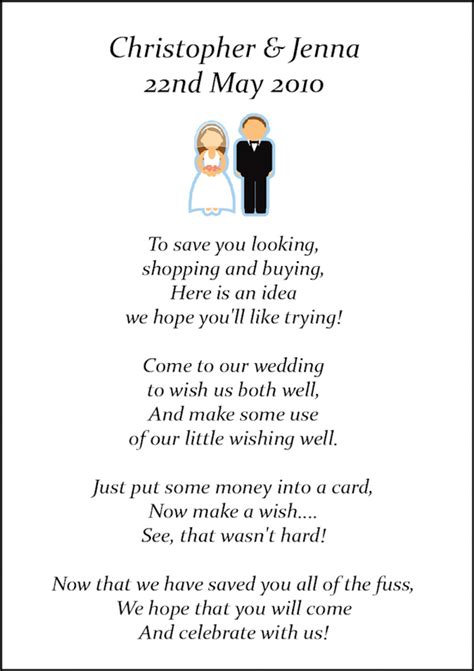 Money is taboo with most people, so be careful. Wedding Poems For Gifts