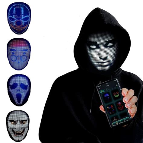 Led Mask With Bluetooth App Controlled Customizable Shining Mask Led