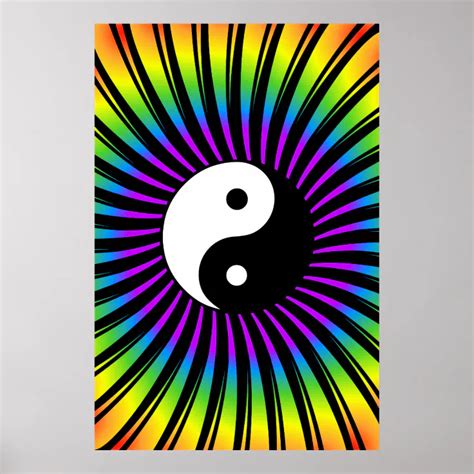 Trippy Poster Yin Yang Symbol And Spiral Design Poster Zazzle