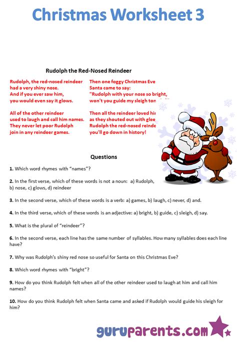 Christmas lessons, songs, worksheets and teaching resources. Christmas Worksheets | guruparents