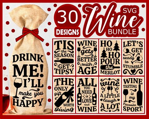 Wine Bag SVG Bundle Christmas Wine SVG files for Cricut  Etsy