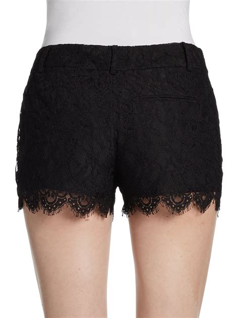 Lyst Haute Hippie Scalloped Lace Shorts In Black