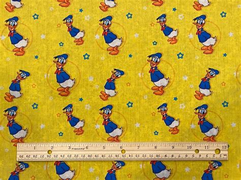 Donald Duck Fabric Yellow Background Fat Quarter Fabric Etsy