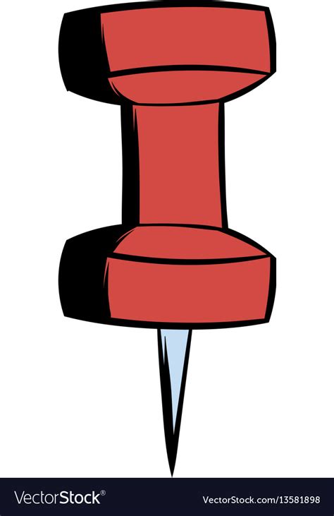 Red Push Pin Icon Cartoon Royalty Free Vector Image