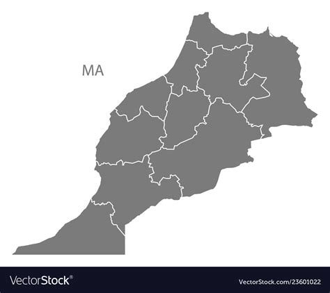 Morocco Regions Map Grey Royalty Free Vector Image