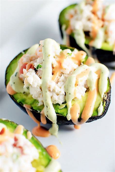 Seafood Stuffed Avocados Halved Avocados Filled With Shrimp Crab And