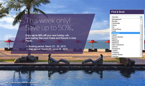 Starwood Asia Pacific Up To 50 Off Red Hot Deals For Stays Until June