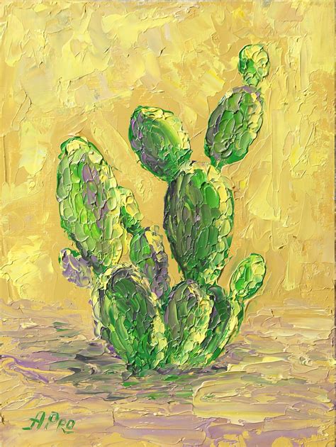 Cactus Painting Original Artwork Small Oil Painting Desert Art Etsy