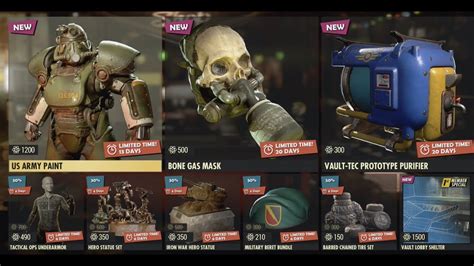 Fallout Atomic Shop Items Jan Us Army Bundle Youtube