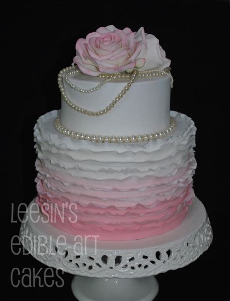 Penang Wedding Cakes By Leesin Pink Ombre Ruffle Cake